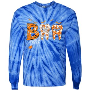 Boo Spooky Dentist Halloween Teeth Pumpkin Dental Hygienist Gift Tie-Dye Long Sleeve Shirt