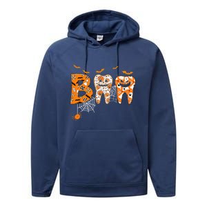 Boo Spooky Dentist Halloween Teeth Pumpkin Dental Hygienist Gift Performance Fleece Hoodie