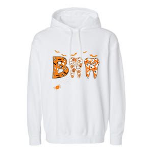 Boo Spooky Dentist Halloween Teeth Pumpkin Dental Hygienist Gift Garment-Dyed Fleece Hoodie