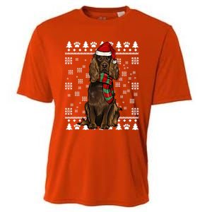 Boykin Spaniel Dog Santa Hat Xmas Ugly Christmas Gift Cooling Performance Crew T-Shirt