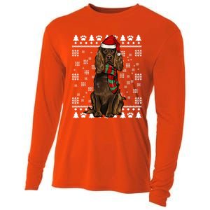 Boykin Spaniel Dog Santa Hat Xmas Ugly Christmas Gift Cooling Performance Long Sleeve Crew