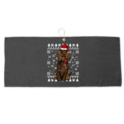 Boykin Spaniel Dog Santa Hat Xmas Ugly Christmas Gift Large Microfiber Waffle Golf Towel