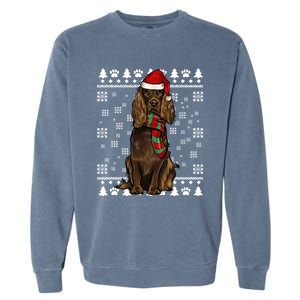 Boykin Spaniel Dog Santa Hat Xmas Ugly Christmas Gift Garment-Dyed Sweatshirt