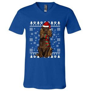 Boykin Spaniel Dog Santa Hat Xmas Ugly Christmas Gift V-Neck T-Shirt