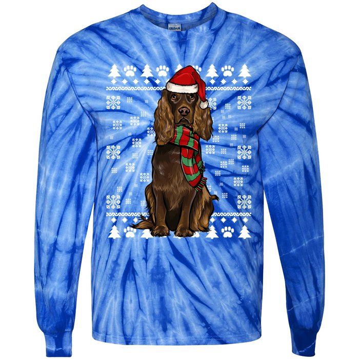 Boykin Spaniel Dog Santa Hat Xmas Ugly Christmas Gift Tie-Dye Long Sleeve Shirt