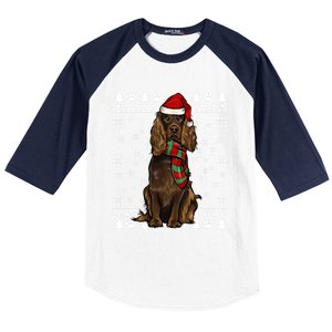 Boykin Spaniel Dog Santa Hat Xmas Ugly Christmas Gift Baseball Sleeve Shirt