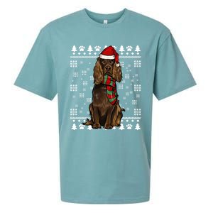 Boykin Spaniel Dog Santa Hat Xmas Ugly Christmas Gift Sueded Cloud Jersey T-Shirt