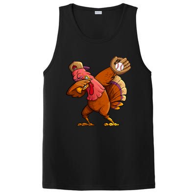 Baseball Softball Dabbing Turkey Thanksgiving Day Gift PosiCharge Competitor Tank