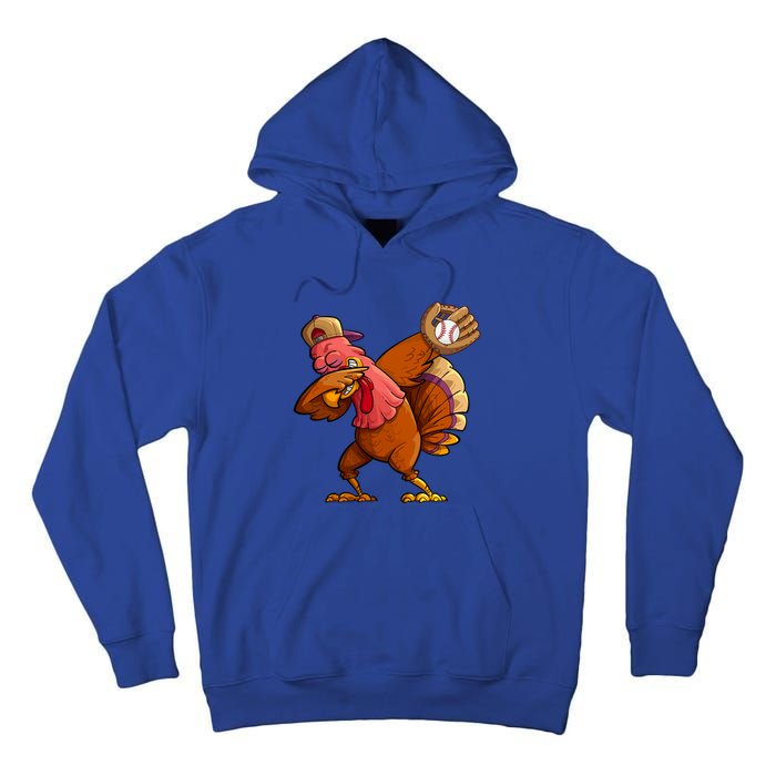 Baseball Softball Dabbing Turkey Thanksgiving Day Gift Tall Hoodie