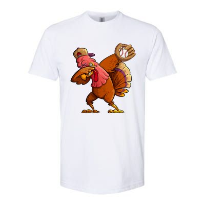 Baseball Softball Dabbing Turkey Thanksgiving Day Gift Softstyle® CVC T-Shirt