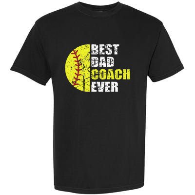 Best Softball Dad Coach Ever Retro Father Softball Coach Dad Garment-Dyed Heavyweight T-Shirt