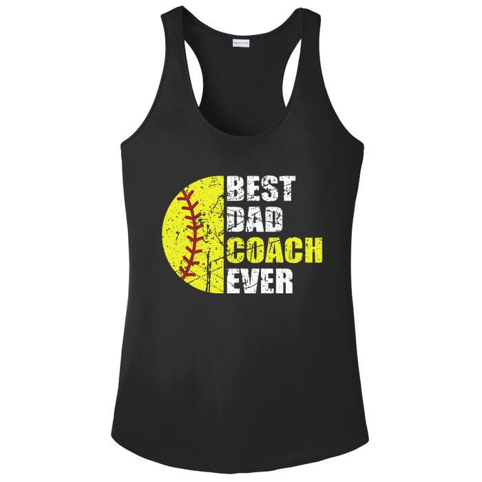 Best Softball Dad Coach Ever Retro Father Softball Coach Dad Ladies PosiCharge Competitor Racerback Tank