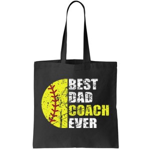 Best Softball Dad Coach Ever Retro Father Softball Coach Dad Tote Bag