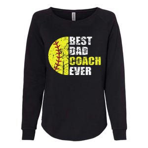 Best Softball Dad Coach Ever Retro Father Softball Coach Dad Womens California Wash Sweatshirt