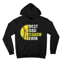 Best Softball Dad Coach Ever Retro Father Softball Coach Dad Tall Hoodie