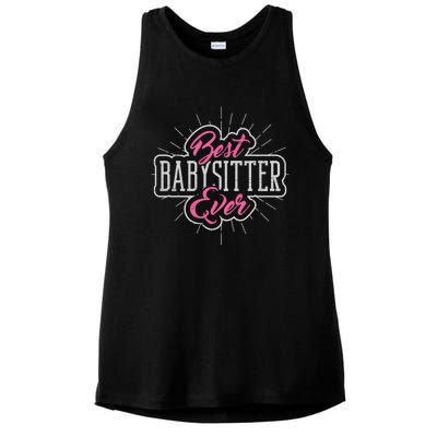 Best Sitter Ever Mother's Day Nanny Care Gift Ladies PosiCharge Tri-Blend Wicking Tank