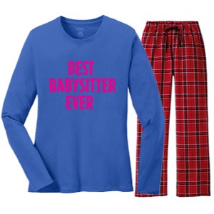 Best Sitter Ever Cute Gift Women's Long Sleeve Flannel Pajama Set 