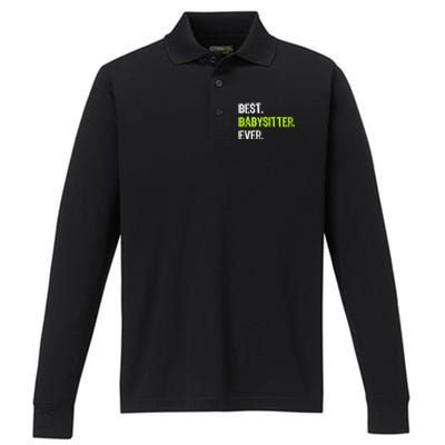 Best Sitter Ever Cute Gift Performance Long Sleeve Polo