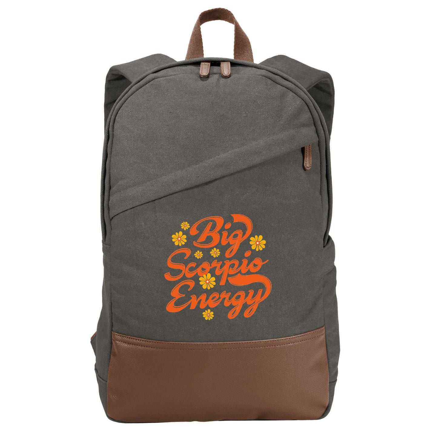 Big Scorpio Energy Vintage Zodiac Astrology Flower Funny Cotton Canvas Backpack