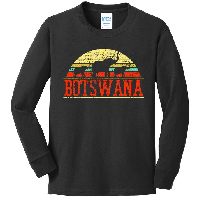 Botswana Safari Elephant Vintage Kids Long Sleeve Shirt