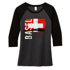 Basel Switzerland Europe Women's Tri-Blend 3/4-Sleeve Raglan Shirt