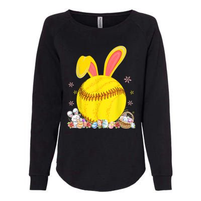 Bunny Softball Easter Eggs Softball Player Easter Day Womens California Wash Sweatshirt