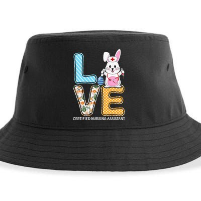 bunny stethoscope easter egg love cna nurse Sustainable Bucket Hat