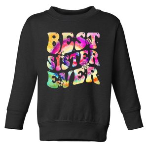 Best Sister Ever Mother's Day Tie Dye Groovy Toddler Sweatshirt