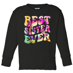 Best Sister Ever Mother's Day Tie Dye Groovy Toddler Long Sleeve Shirt