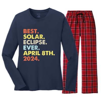 Best Solar Eclipse Ever April 8th 2024 Totality Astronomy Women's Long Sleeve Flannel Pajama Set 