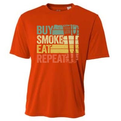 Buy Smoke Eat Repeat Barbecue Smoking Meat Bbq Pig Pork Rub Gift Cooling Performance Crew T-Shirt