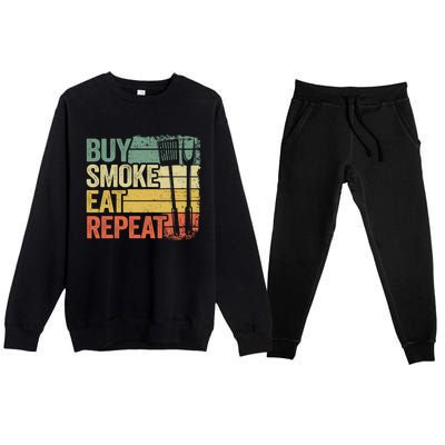 Buy Smoke Eat Repeat Barbecue Smoking Meat Bbq Pig Pork Rub Gift Premium Crewneck Sweatsuit Set