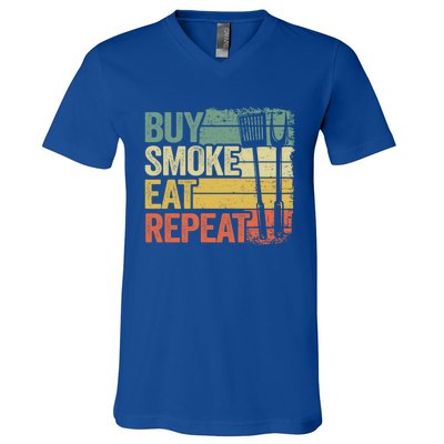 Buy Smoke Eat Repeat Barbecue Smoking Meat Bbq Pig Pork Rub Gift V-Neck T-Shirt