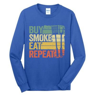 Buy Smoke Eat Repeat Barbecue Smoking Meat Bbq Pig Pork Rub Gift Tall Long Sleeve T-Shirt