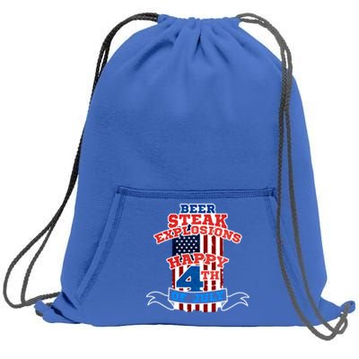 Beer Steak Explosions Happy 4th Of July Patriotic Day Gift Sweatshirt Cinch Pack Bag