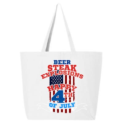 Beer Steak Explosions Happy 4th Of July Patriotic Day Gift 25L Jumbo Tote