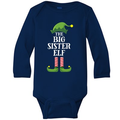 Big Sister Elf Matching Family Group Christmas Party Baby Long Sleeve Bodysuit