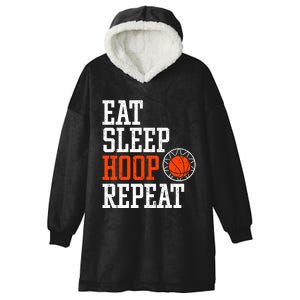 Basketball Saying - Eat Sleep Hoop Repeat Hooded Wearable Blanket