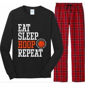 Basketball Saying - Eat Sleep Hoop Repeat Long Sleeve Pajama Set