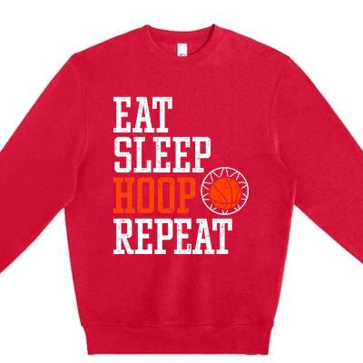 Basketball Saying - Eat Sleep Hoop Repeat Premium Crewneck Sweatshirt