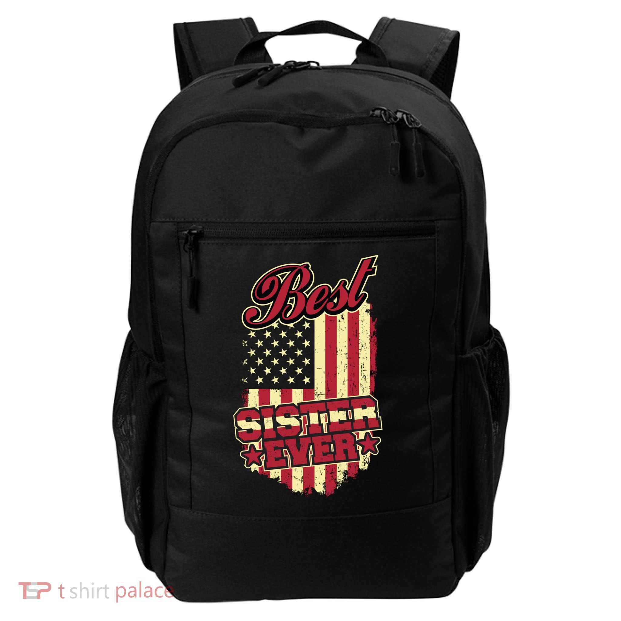 Best Sister Ever Patriotic Sis Vintage American Flag Usa Cute Gift Backpack