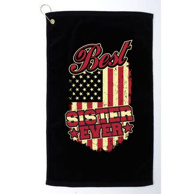 Best Sister Ever Patriotic Sis Vintage American Flag Usa Cute Gift Golf Towel