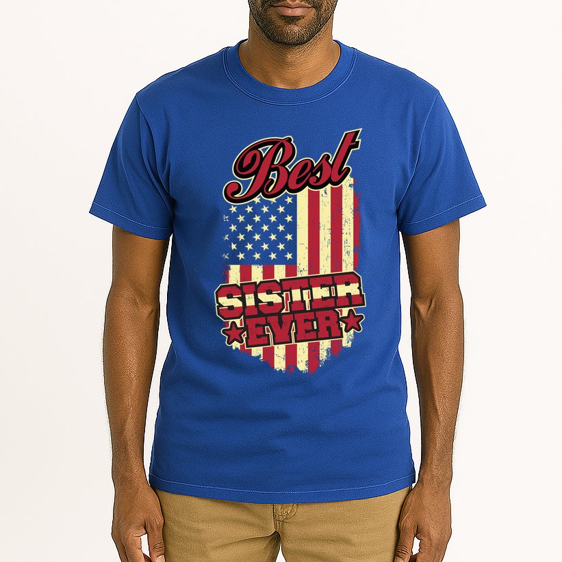 Best Sister Ever Patriotic Sis Vintage American Flag Usa Cute Gift Tall T-Shirt