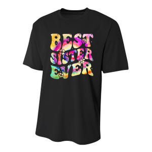 Best Sister Ever Mother's Day Tie Dye Groovy Youth Performance Sprint T-Shirt