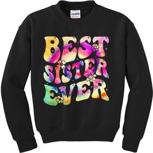 Best Sister Ever Mother's Day Tie Dye Groovy Kids Sweatshirt