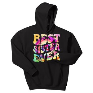 Best Sister Ever Mother's Day Tie Dye Groovy Kids Hoodie