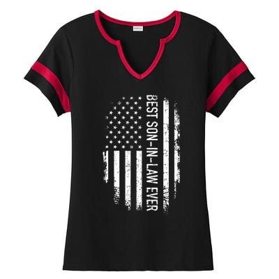 Best Soninlaw Ever Us American Vintage Flag Ladies Halftime Notch Neck Tee