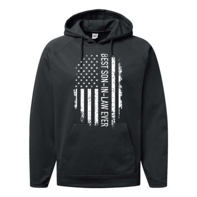 Best Soninlaw Ever Us American Vintage Flag Performance Fleece Hoodie