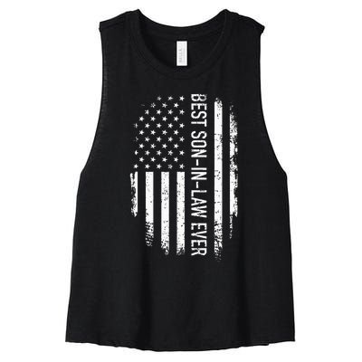 Best Soninlaw Ever Us American Vintage Flag Women's Racerback Cropped Tank