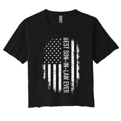 Best Soninlaw Ever Us American Vintage Flag Women's Crop Top Tee